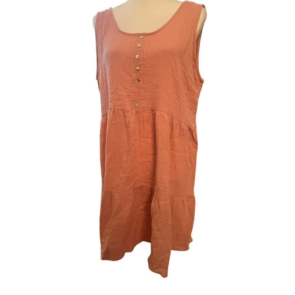 HEYSON SUNDRESS BLUSH PINK 100% COTTON FLOWY WOMENS SIZE SMALL - Picture 2 of 7